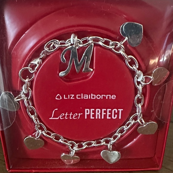Liz Claiborne Jewelry - Liz Claiborne Letter “M” Perfect Charm Bracelet with Hearts
